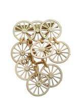 Load image into Gallery viewer, 1940s MEGA Celluloid Wagonwheel Dangle Chain Brooch
