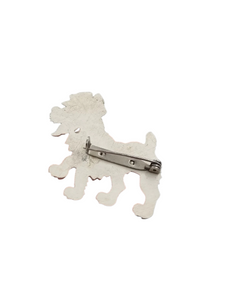 1940s Celluloid Black and White Dog With Hat Brooch