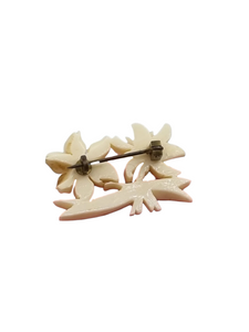 1940s Carved Edelweiss and Daffodil Brooch