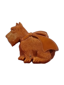 1940s Rust/Orange Large Celluloid Dog Brooch