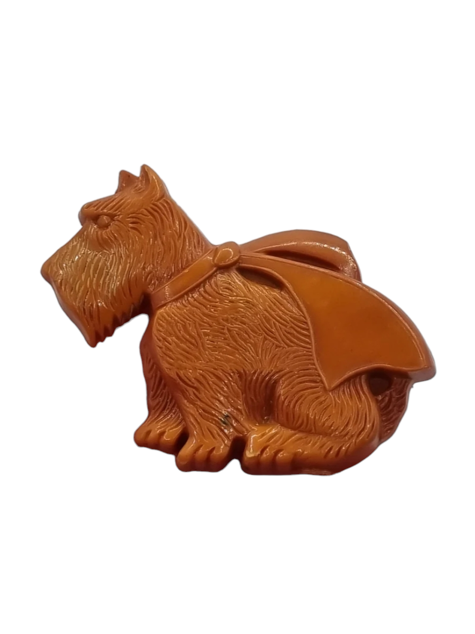 1940s Rust/Orange Large Celluloid Dog Brooch