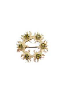 1940s Carved Edelweiss Wreath Brooch
