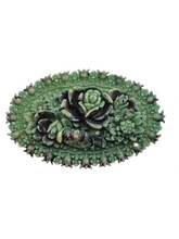 Load image into Gallery viewer, 1940s Green Celluloid Oval Flower Brooch
