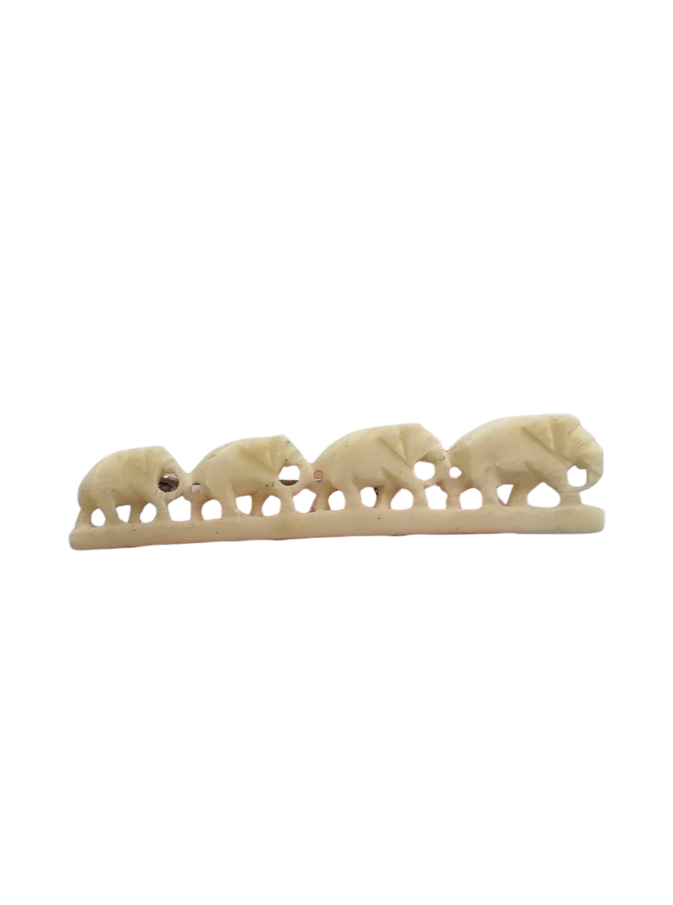 1940s Carved Row of Elephants Brooch