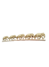 Load image into Gallery viewer, 1940s Carved Long Elephants Bar Brooch
