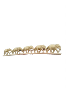 1940s Carved Long Elephants Bar Brooch