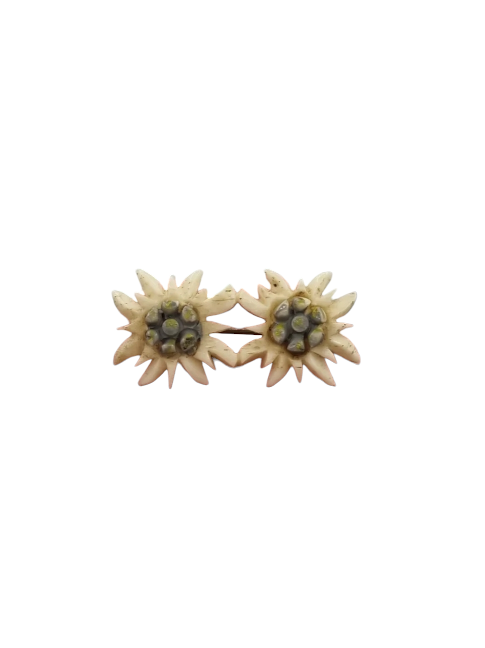1940s Carved Double Edelweiss Brooch