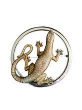 Load image into Gallery viewer, 1930s Deco Celluloid and Chrome Lizard Brooch
