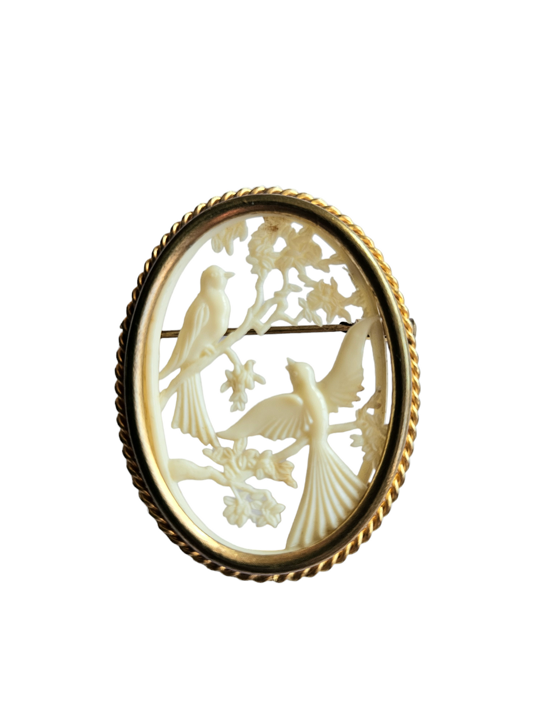 1930s French Turtle Doves? Celluloid Brooch