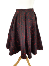 Load image into Gallery viewer, 1950s Black Quilted Skirt With Red and Pink Stitching
