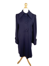 Load image into Gallery viewer, 1940s Navy Blue Gabardine Swing Coat With Huge Sleeves and Cuffs
