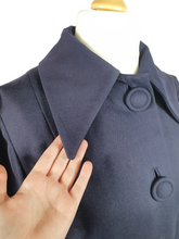 Load image into Gallery viewer, 1940s Navy Blue Gabardine Swing Coat With Huge Sleeves and Cuffs
