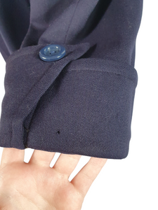 1940s Navy Blue Gabardine Swing Coat With Huge Sleeves and Cuffs