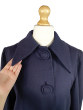 Load image into Gallery viewer, 1940s Navy Blue Gabardine Swing Coat With Huge Sleeves and Cuffs
