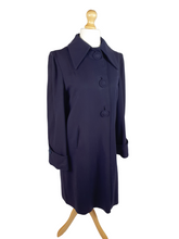 Load image into Gallery viewer, 1940s Navy Blue Gabardine Swing Coat With Huge Sleeves and Cuffs
