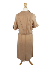 Load image into Gallery viewer, 1940s Peach/Biscuit Dress with White Fleck And Diamante Buttons
