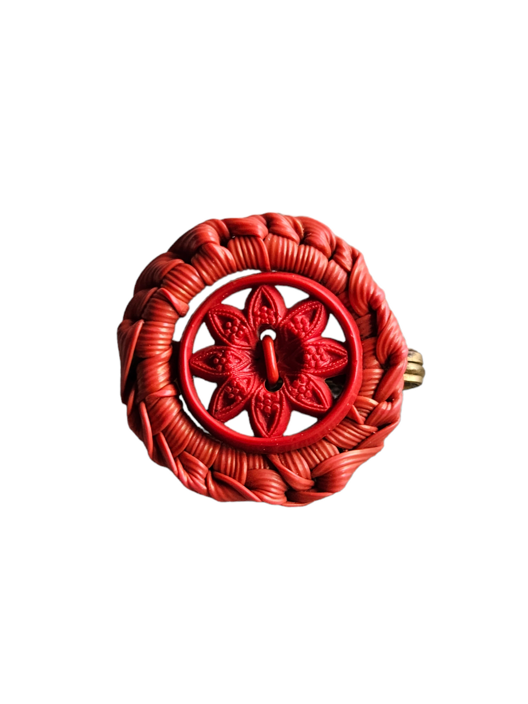 1940s Make Do and Mend Red Wirework Brooch