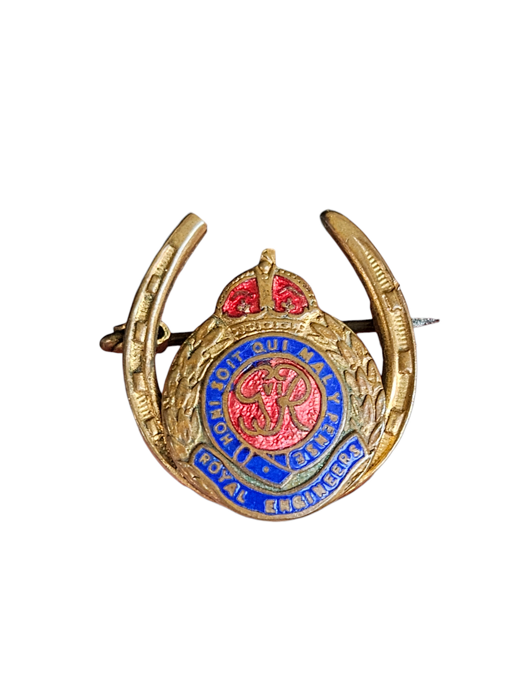 1940s World War Two Royal Engineers Horseshoe Brooch