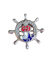 Load image into Gallery viewer, 1930s King George VI Ships Wheel Coronation Brooch
