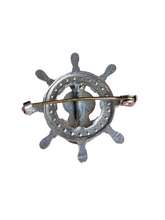 Load image into Gallery viewer, 1930s King George VI Ships Wheel Coronation Brooch
