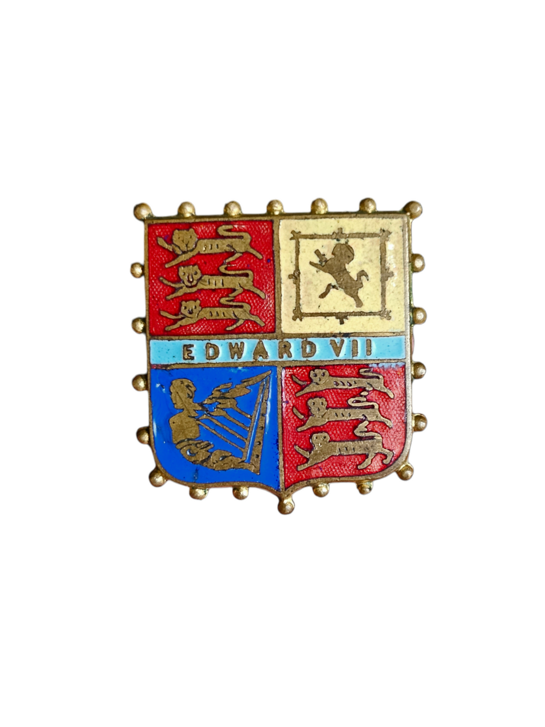 1910s King Edward VII Coat of Arms Brooch