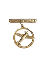 Load image into Gallery viewer, 1940s World War Two Gold Tone Plane Brooch
