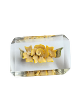 Load image into Gallery viewer, 1940s Huge Yellow Flower Reverse Carved Lucite Brooch
