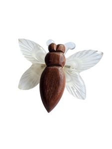 1940s Huge Chunky Wood and Lucite Bug Brooch