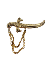 Load image into Gallery viewer, 1940s RARE Stamped Coro Pegasus Sword Scimitar Chain Brooch
