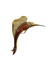 Load image into Gallery viewer, 1940s Torty Effect Bakelite and Metal Swordfish Brooch
