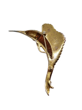 Load image into Gallery viewer, 1940s Torty Effect Bakelite and Metal Swordfish Brooch
