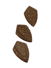 Load image into Gallery viewer, 1940s Chocolate Brown Carved Bakelite Triple Dress Clip Set
