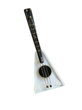 Load image into Gallery viewer, 1940s Carved Bakelite and Lucite Lute/Mandolin Brooch
