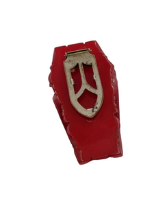 1940s Chunky Red Textured Bakelite Dress Clip