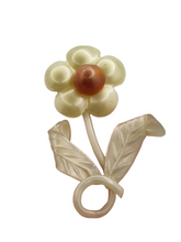 Load image into Gallery viewer, 1940s HUGE Cream and Dusky Pink Coro Nylon Sprong Flower Brooch

