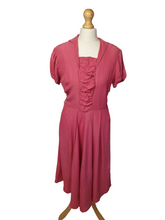 Load image into Gallery viewer, 1940s Bubblegum Pink Dress With Front Ruching
