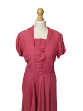 Load image into Gallery viewer, 1940s Bubblegum Pink Dress With Front Ruching
