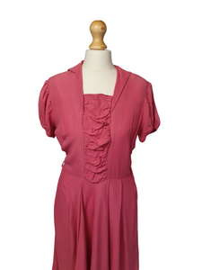 1940s Bubblegum Pink Dress With Front Ruching