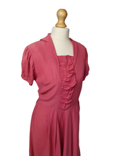 Load image into Gallery viewer, 1940s Bubblegum Pink Dress With Front Ruching
