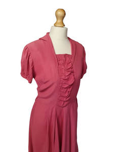 1940s Bubblegum Pink Dress With Front Ruching