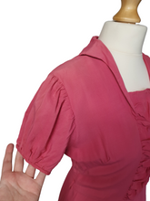 Load image into Gallery viewer, 1940s Bubblegum Pink Dress With Front Ruching
