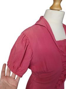 1940s Bubblegum Pink Dress With Front Ruching