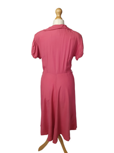 1940s Bubblegum Pink Dress With Front Ruching