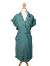 Load image into Gallery viewer, 1940s Teal Blue Dress With Huge Collar and Pockets
