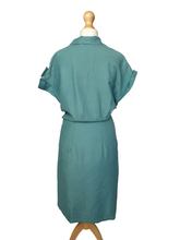 Load image into Gallery viewer, 1940s Teal Blue Dress With Huge Collar and Pockets
