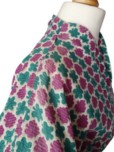 Load image into Gallery viewer, 1940s Purple and Turquoise Seersucker Dress With Big Buttons Down The Back
