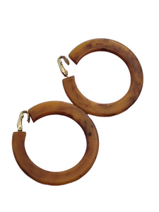 1940s HUGE Matte Chocolate/Caramel Swirl Bakelite Earrings