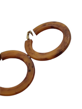 Load image into Gallery viewer, 1940s HUGE Matte Chocolate/Caramel Swirl Bakelite Earrings
