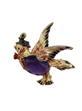 Load image into Gallery viewer, 1940s Huge Chunky Blue Glass Jelly Belly Bird Brooch
