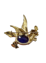 Load image into Gallery viewer, 1940s Huge Chunky Blue Glass Jelly Belly Bird Brooch
